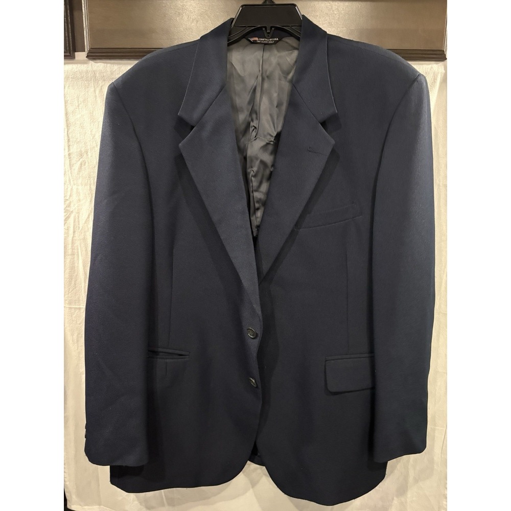 Richard Tate Cloths Men Navy Blue Blazer Sport Coat Made In USA Approx Size 50R